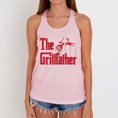 Bbq Barbecue Grilling Funny The Grillfather Meaningful Gift Women's Knotted Racerback Tank