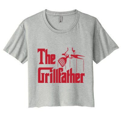 Bbq Barbecue Grilling Funny The Grillfather Meaningful Gift Women's Crop Top Tee