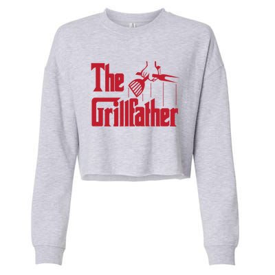 Bbq Barbecue Grilling Funny The Grillfather Meaningful Gift Cropped Pullover Crew