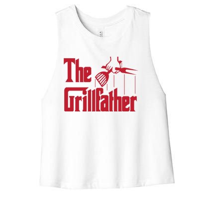 Bbq Barbecue Grilling Funny The Grillfather Meaningful Gift Women's Racerback Cropped Tank