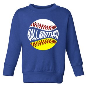 Ball Brother Groovy Baseball Softball Brother Gift Toddler Sweatshirt