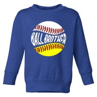 Ball Brother Groovy Baseball Softball Brother Gift Toddler Sweatshirt