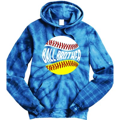 Ball Brother Groovy Baseball Softball Brother Gift Tie Dye Hoodie