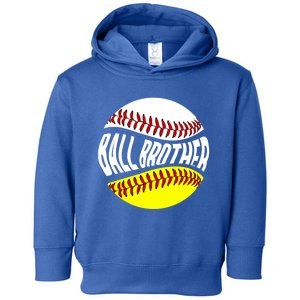 Ball Brother Groovy Baseball Softball Brother Gift Toddler Hoodie