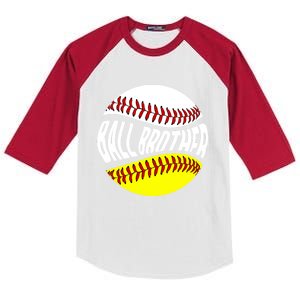 Ball Brother Groovy Baseball Softball Brother Gift Kids Colorblock Raglan Jersey