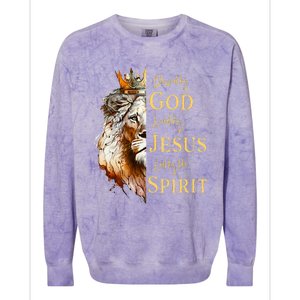 Blessed By God Loved By Jesus Lion Colorblast Crewneck Sweatshirt