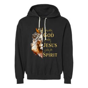 Blessed By God Loved By Jesus Lion Garment-Dyed Fleece Hoodie