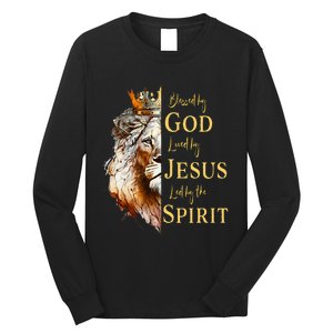 Blessed By God Loved By Jesus Lion Long Sleeve Shirt