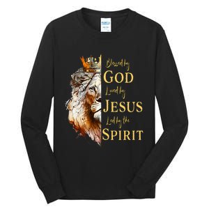 Blessed By God Loved By Jesus Lion Tall Long Sleeve T-Shirt