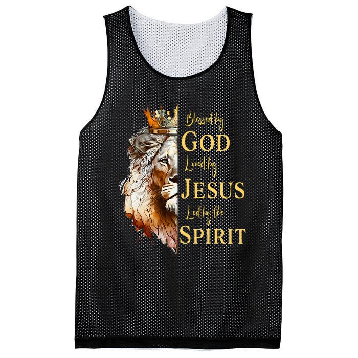 Blessed By God Loved By Jesus Lion Mesh Reversible Basketball Jersey Tank