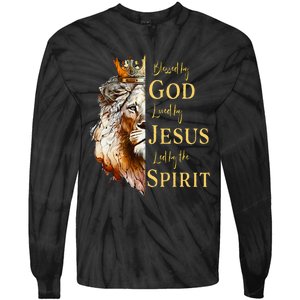 Blessed By God Loved By Jesus Lion Tie-Dye Long Sleeve Shirt