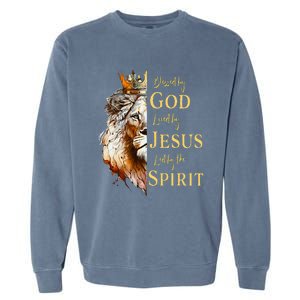 Blessed By God Loved By Jesus Lion Garment-Dyed Sweatshirt