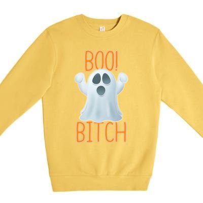 Boo Bitch Ghost Puns Halloween Humor Top Gift Premium Crewneck Sweatshirt