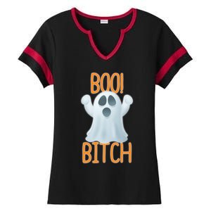 Boo Bitch Ghost Puns Halloween Humor Top Gift Ladies Halftime Notch Neck Tee