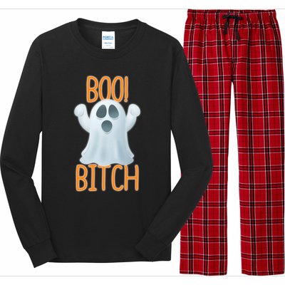 Boo Bitch Ghost Puns Halloween Humor Top Gift Long Sleeve Pajama Set