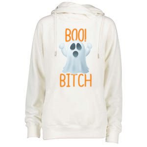 Boo Bitch Ghost Puns Halloween Humor Top Gift Womens Funnel Neck Pullover Hood