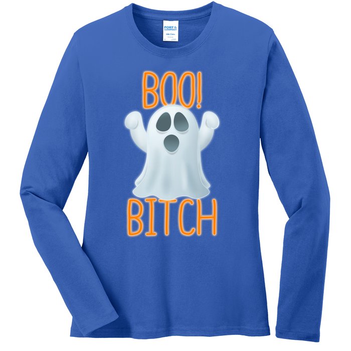 Boo Bitch Ghost Puns Halloween Humor Top Gift Ladies Long Sleeve Shirt