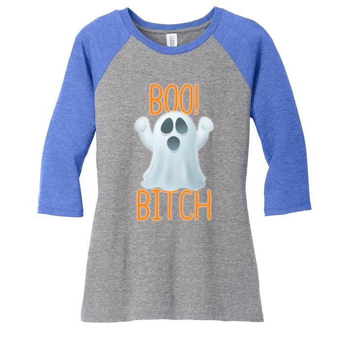 Boo Bitch Ghost Puns Halloween Humor Top Gift Women's Tri-Blend 3/4-Sleeve Raglan Shirt