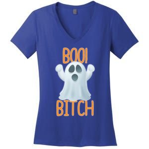 Boo Bitch Ghost Puns Halloween Humor Top Gift Women's V-Neck T-Shirt