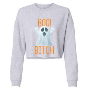 Boo Bitch Ghost Puns Halloween Humor Top Gift Cropped Pullover Crew