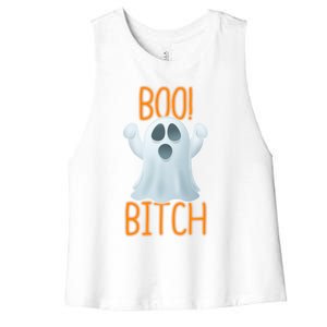 Boo Bitch Ghost Puns Halloween Humor Top Gift Women's Racerback Cropped Tank