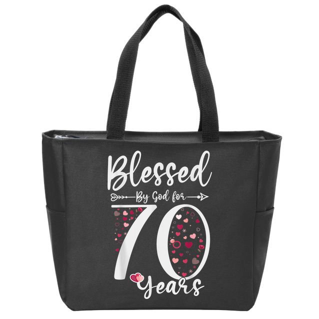 Blessed by God For 70 Years Old 70th Birthday Gift For Wo Zip Tote Bag