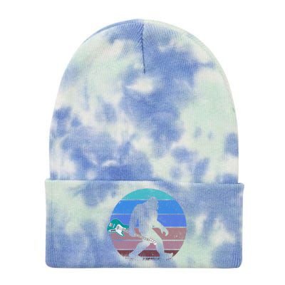 Bigfoot Bass Guitar Sasquatch Player Bassist Music Guitarist Gift Tie Dye 12in Knit Beanie