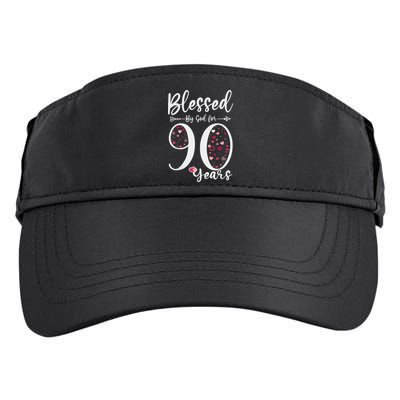 Blessed by God For 90 Years Old 90th Birthday Gift For Wo Adult Drive Performance Visor