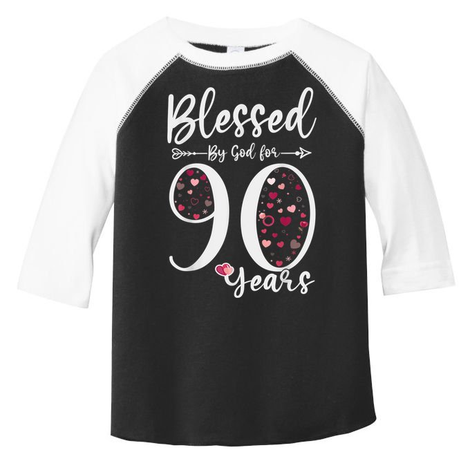 Blessed by God For 90 Years Old 90th Birthday Gift For Wo Toddler Fine Jersey T-Shirt