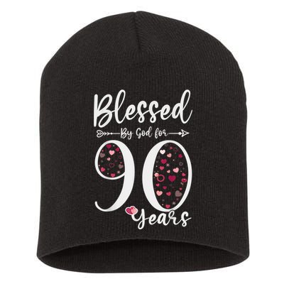 Blessed by God For 90 Years Old 90th Birthday Gift For Wo Short Acrylic Beanie