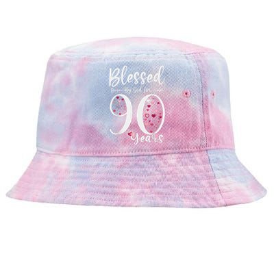 Blessed by God For 90 Years Old 90th Birthday Gift For Wo Tie-Dyed Bucket Hat