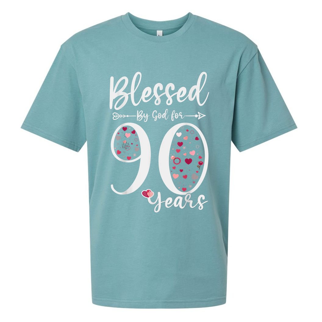 Blessed by God For 90 Years Old 90th Birthday Gift For Wo Sueded Cloud Jersey T-Shirt