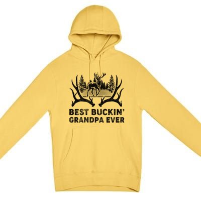 Best Buckin Grandpa Ever Deer Hunting Fathers Day Gift Premium Pullover Hoodie