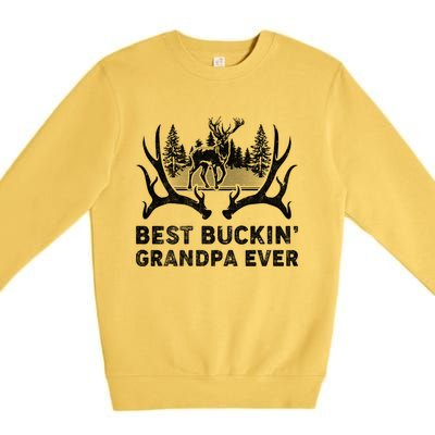 Best Buckin Grandpa Ever Deer Hunting Fathers Day Gift Premium Crewneck Sweatshirt