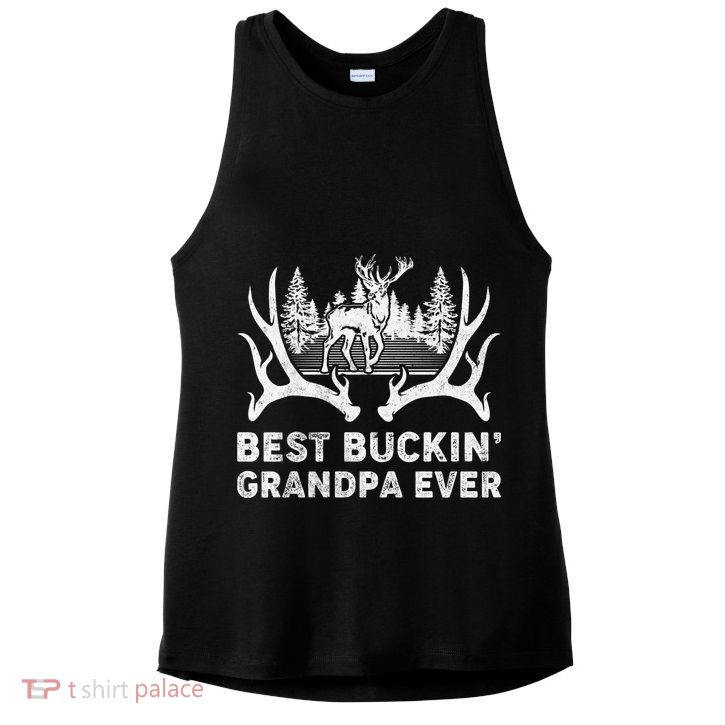 Best Buckin Grandpa Ever Deer Hunting Fathers Day Gift Ladies PosiCharge Tri-Blend Wicking Tank
