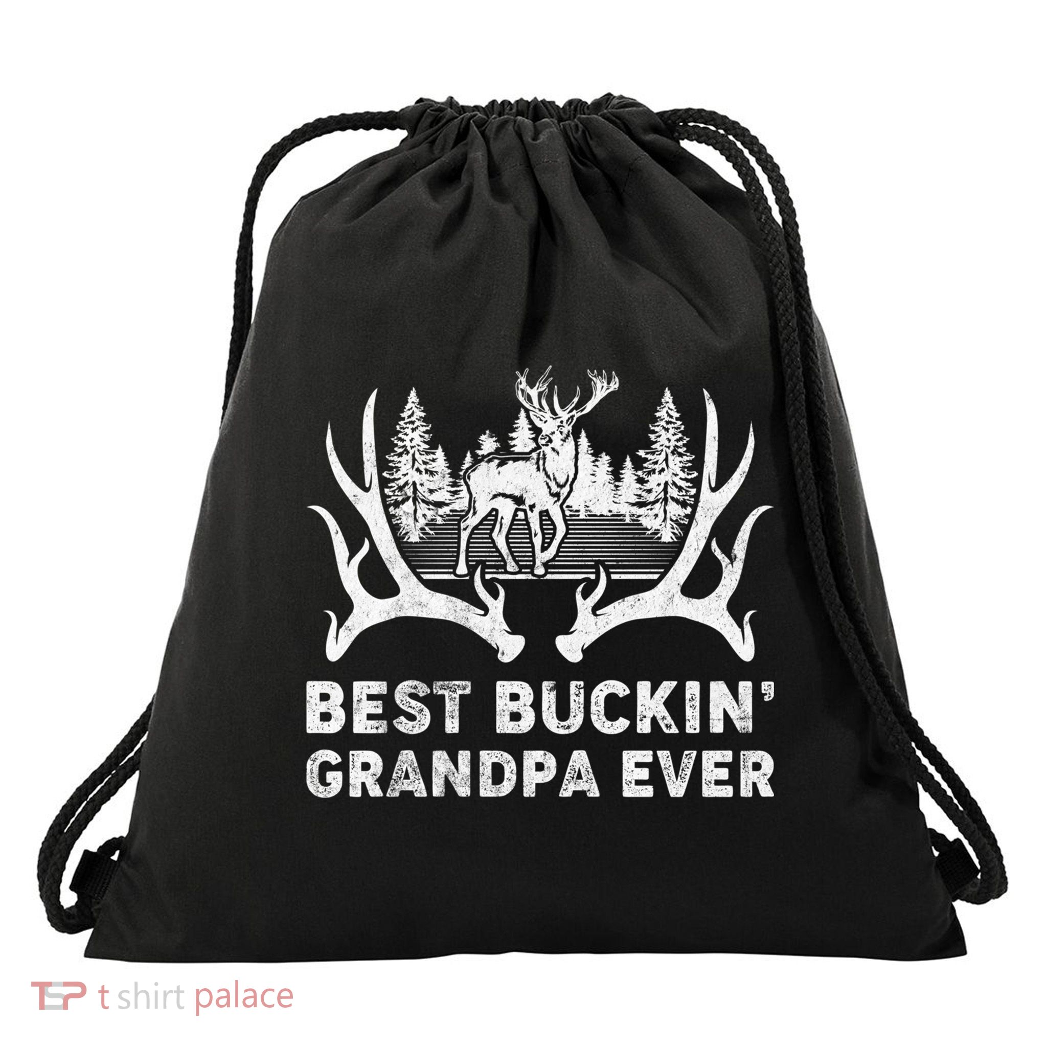 Best Buckin Grandpa Ever Deer Hunting Fathers Day Gift Drawstring Bag
