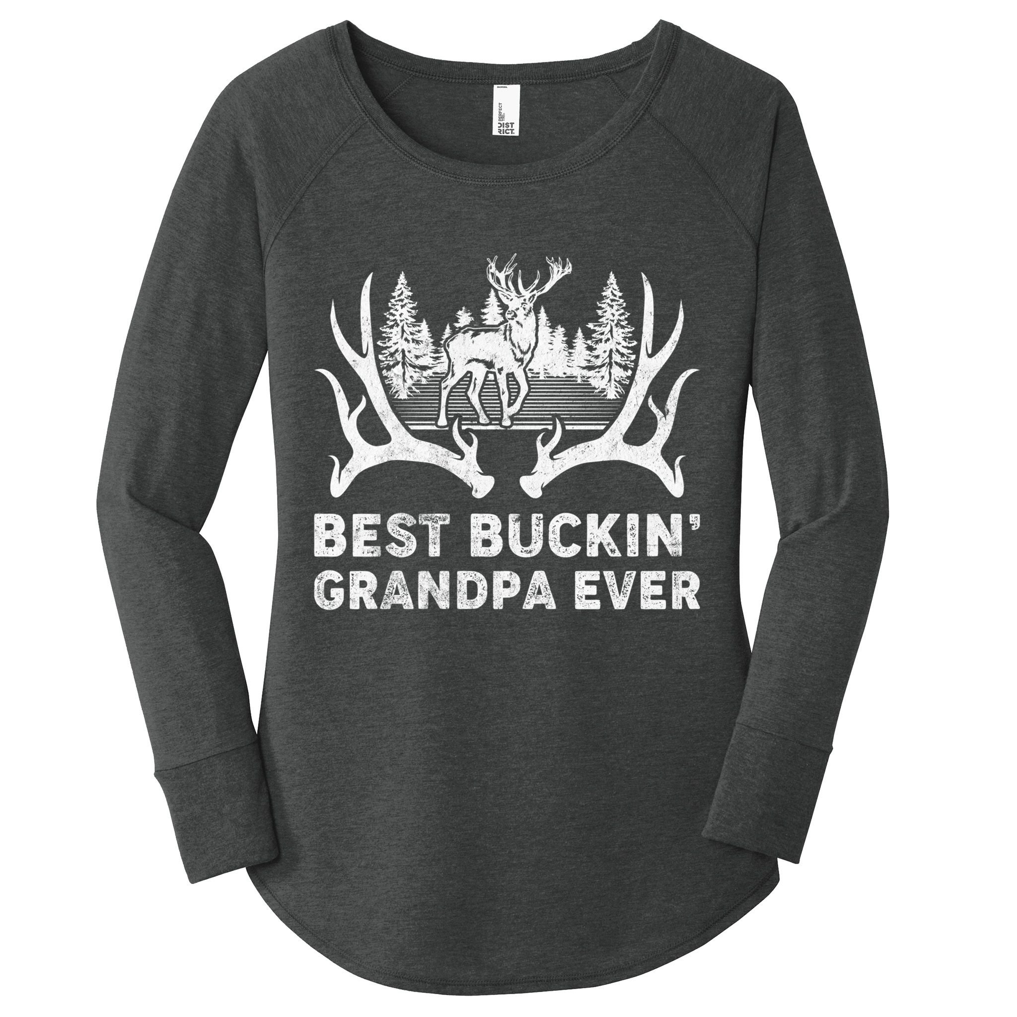 Best Buckin Grandpa Ever Deer Hunting Fathers Day Gift Women's Perfect Tri Tunic Long Sleeve Shirt