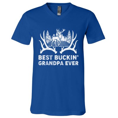 Best Buckin Grandpa Ever Deer Hunting Fathers Day Gift V-Neck T-Shirt