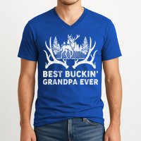 Best Buckin Grandpa Ever Deer Hunting Fathers Day Gift V-Neck T-Shirt