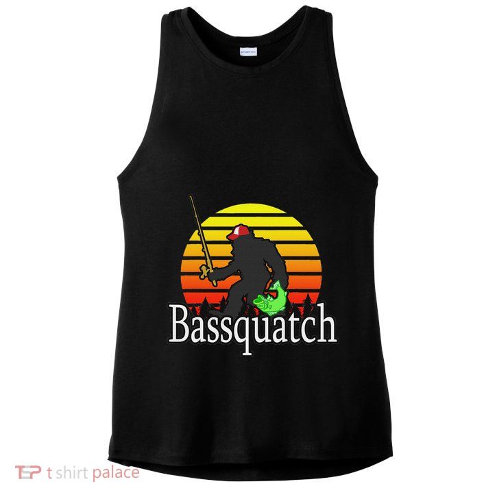 Bassquatch Bigfoot Gifts For Fishing Sasquatch Ladies PosiCharge Tri-Blend Wicking Tank
