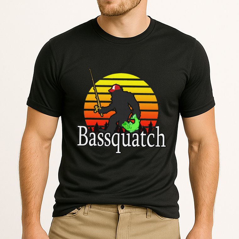 Bassquatch Bigfoot Gifts For Fishing Sasquatch Cooling Performance Crew T-Shirt