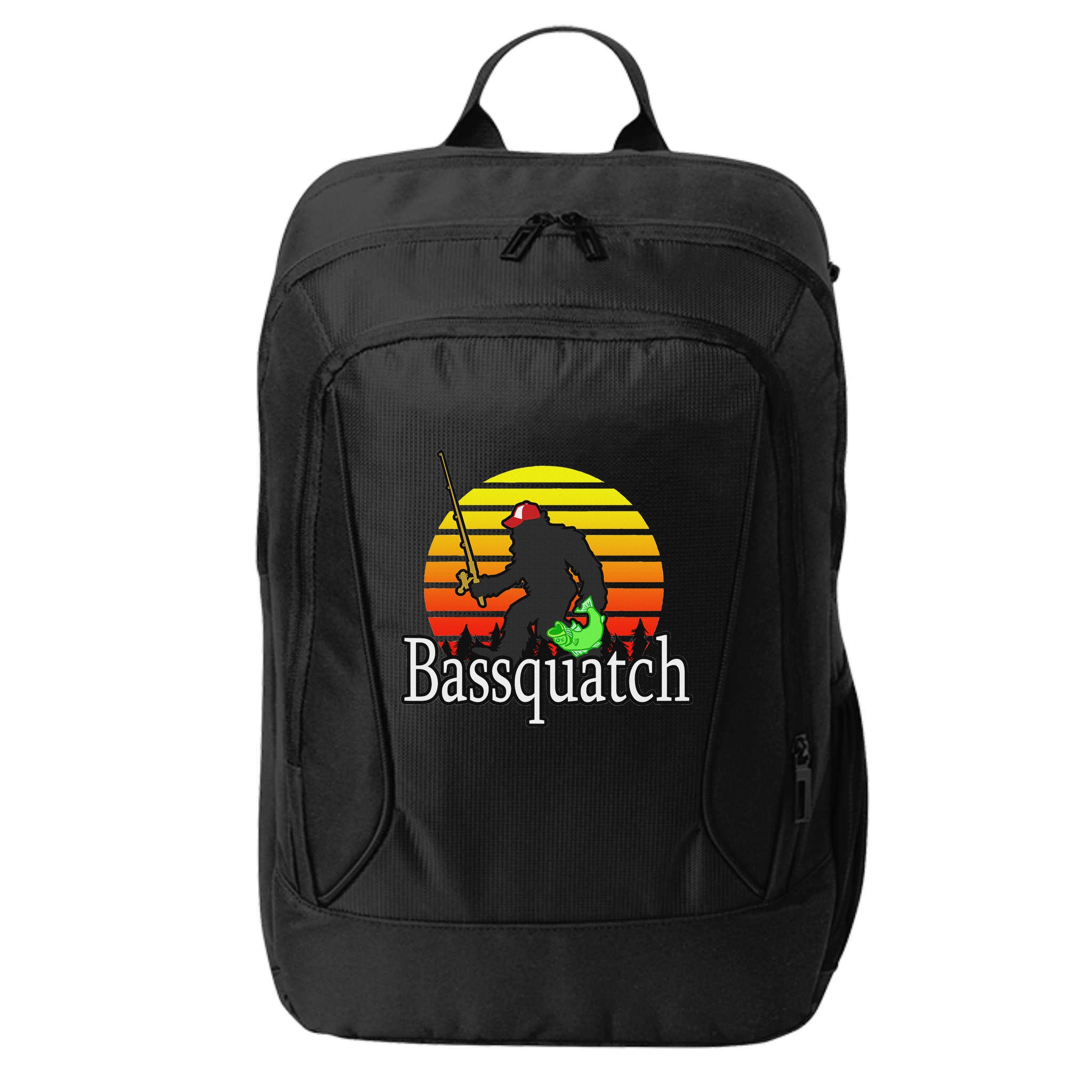 Bassquatch Bigfoot Gifts For Fishing Sasquatch City Backpack