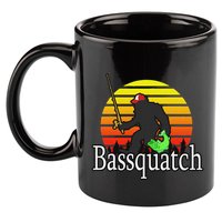 Bassquatch Bigfoot Gifts For Fishing Sasquatch 11oz C Handle Ceramic Mug