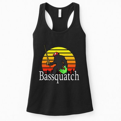 Bassquatch Bigfoot Gifts For Fishing Sasquatch Womens Tank Top