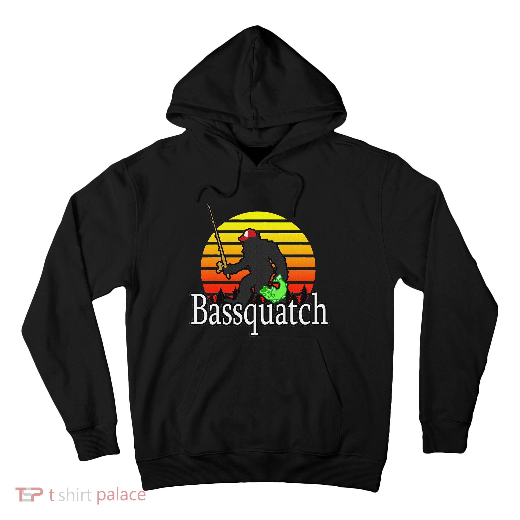 Bassquatch Bigfoot Gifts For Fishing Sasquatch Tall Hoodie