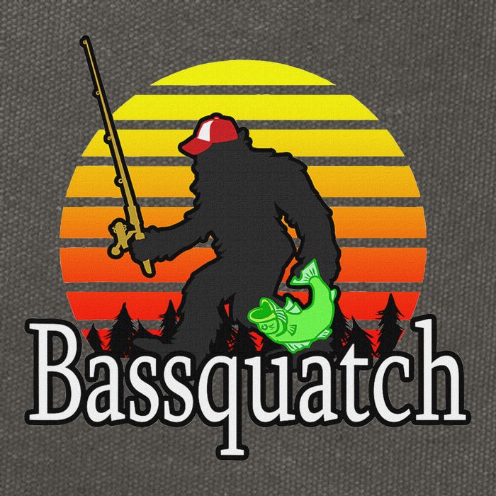 Bassquatch Bigfoot Gifts For Fishing Sasquatch Cotton Canvas Backpack
