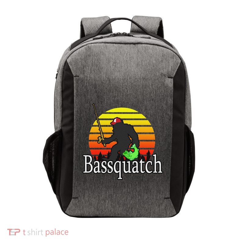 Bassquatch Bigfoot Gifts For Fishing Sasquatch Vector Backpack