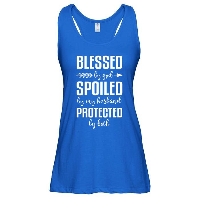 Blessed By God Spoiled By My Husband Gift Mom Wife Gift Ladies Essential Flowy Tank