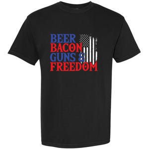 Beer Bacon Gun Freedom American Flag Usa Country Gift Garment-Dyed Heavyweight T-Shirt