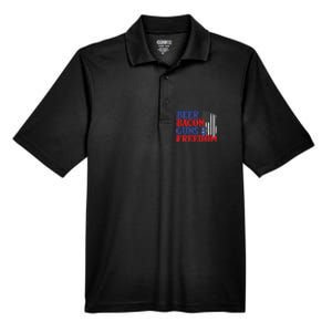 Beer Bacon Gun Freedom American Flag Usa Country Gift Men's Origin Performance Pique Polo